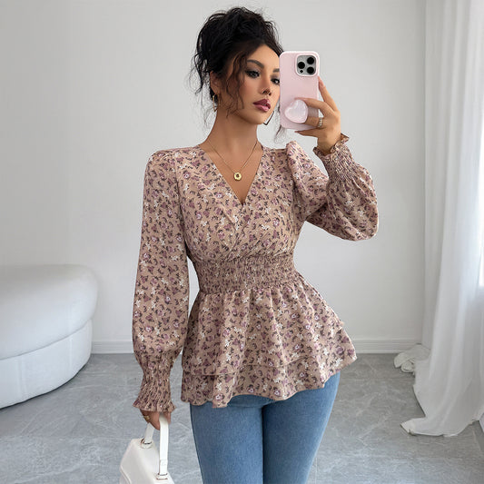 Trendy floral top with elegant detailing
