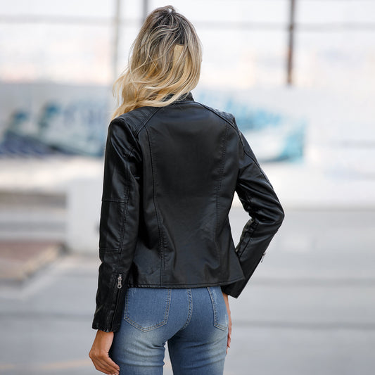 Versatile women's leather jacket